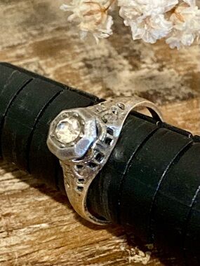 Edwardian Filigree Illusion‑Set Solitaire Ring Size 3 Vintage Unmarked Tiny!